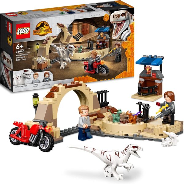 Lego Jurassic World -Persecución en Moto del Dinosaurio Atrocirraptor-