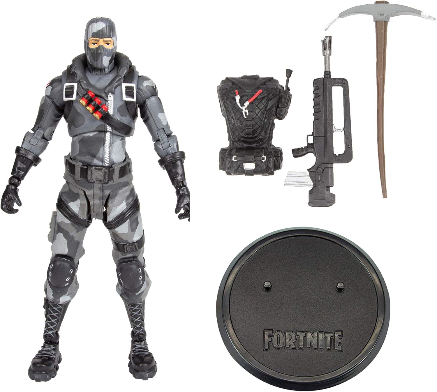 McFarlane Toys Fortnite Red Strike - Action Figure Premium 'Day & Date' - Iper-articolata 22 Punti Con Bladed Bag Back Bling - Collezionabile